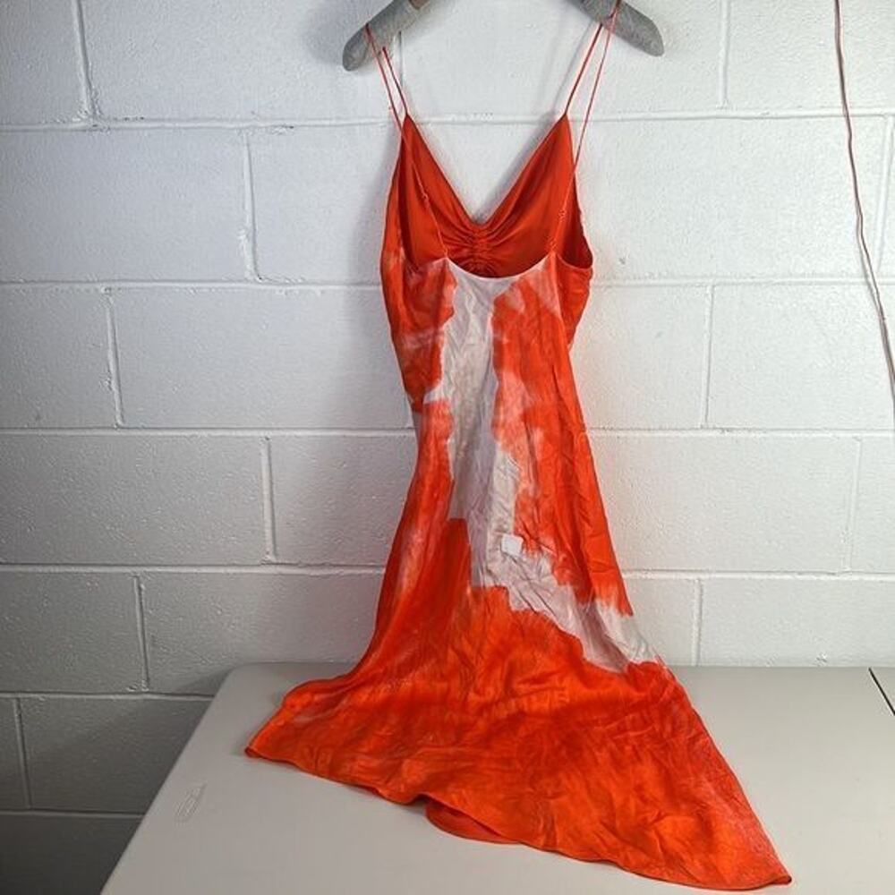 RTR AllSaintsAlexia Marinana Dress Orange White Tie-dye Sz 2 midi satin slip - Picture 7 of 8